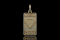 14k yellow gold custom 3d "when in crisis" style diamond dog tag pendant
