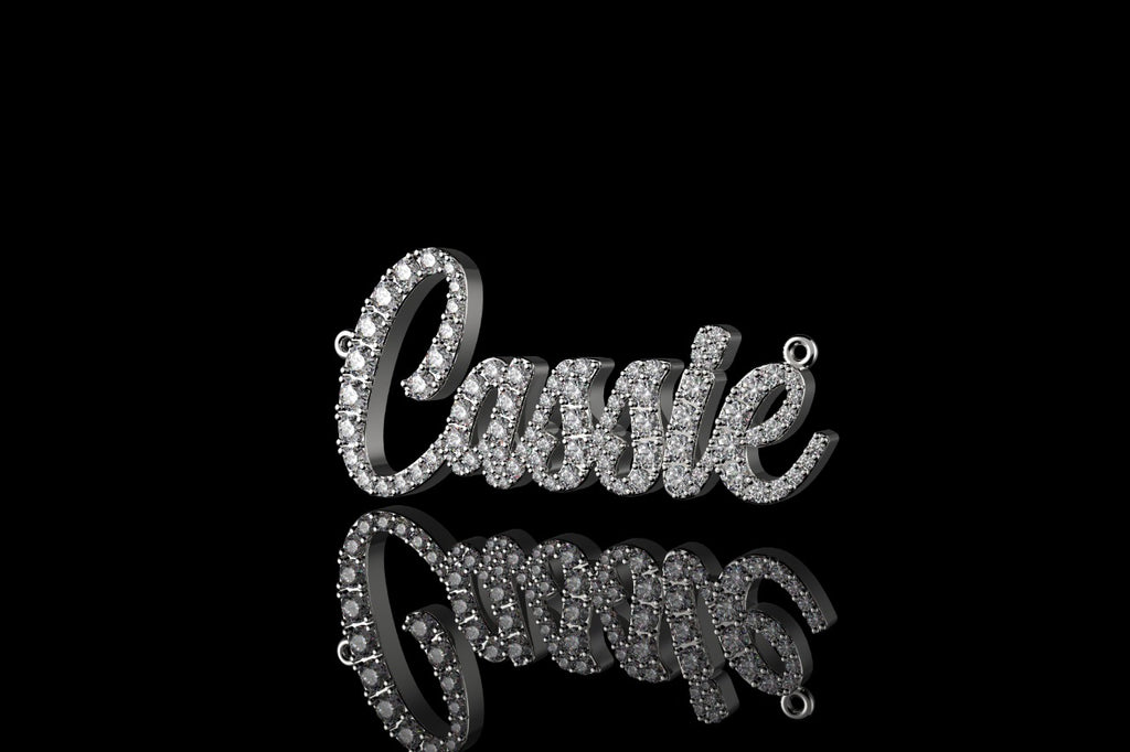 14k white gold custom "cassie" style diamond pendant