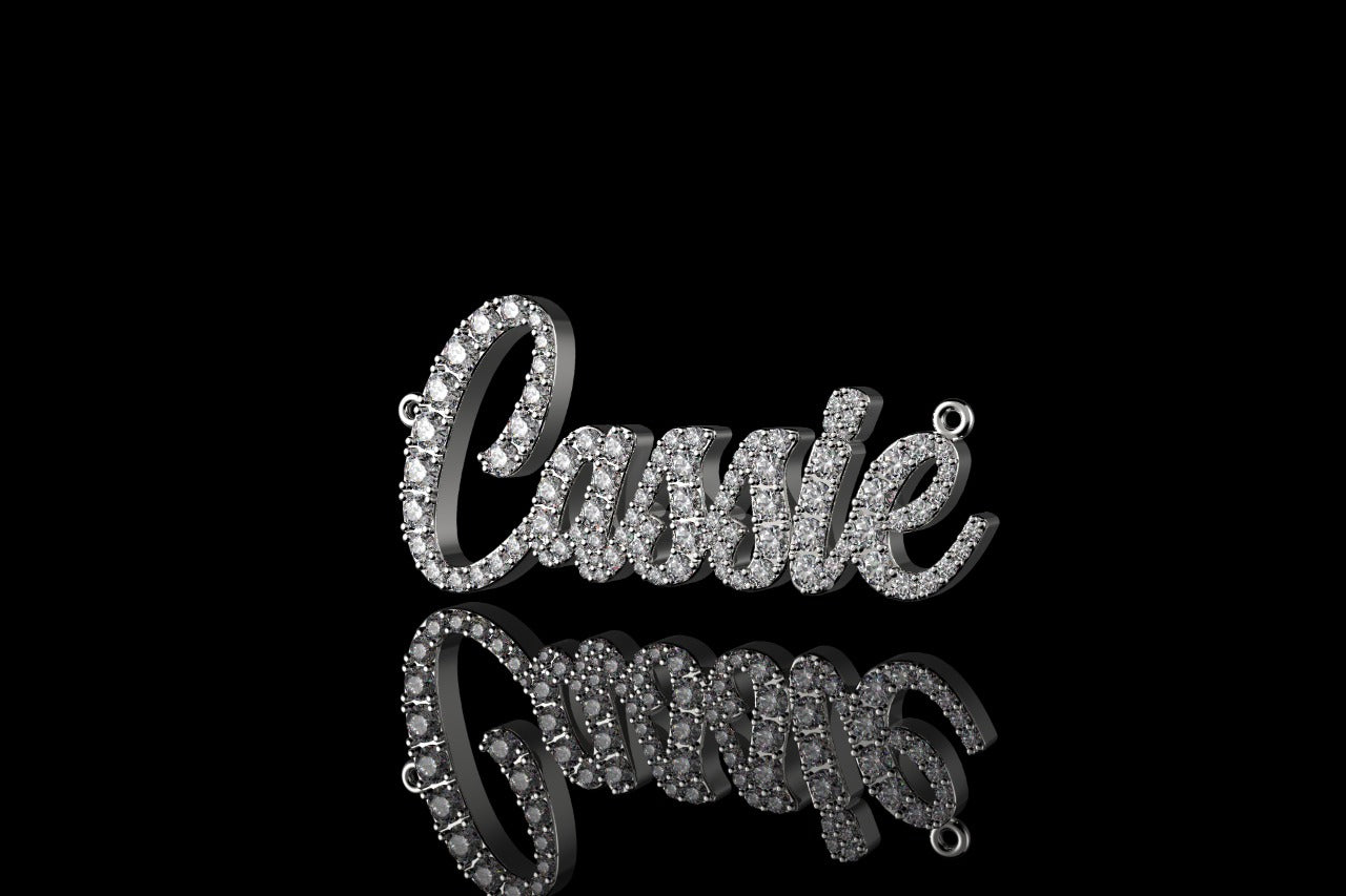 14k white gold custom "cassie" style diamond pendant