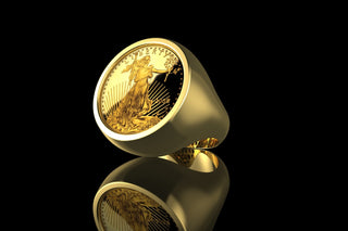 14k yellow gold mens custom liberty coin ring