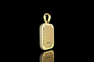 14k yellow gold 3d custom square diamond picture pendant