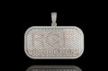 14k 2 tone rose and white gold custom double layer "rgf" style baguette diamond pendant