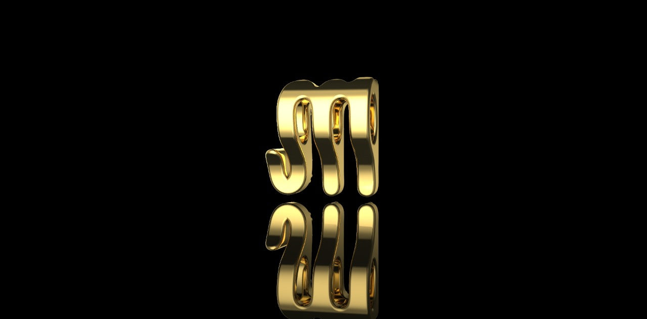 14K YELLOW GOLD CUSTOM INITIAL "M" DIAMOND CHARM FOR CHAIN OR BRACELET