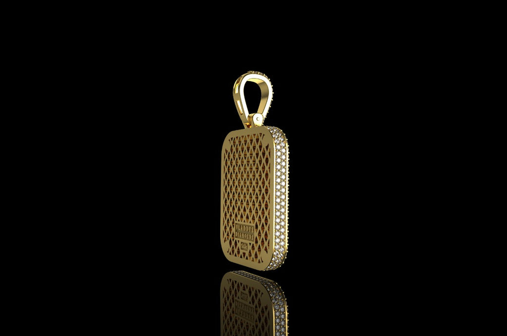 14k yellow gold 3d custom square diamond picture pendant