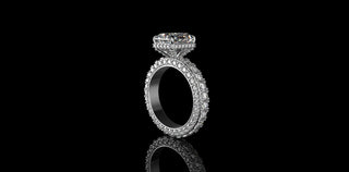 18K WHITE GOLD CUSTOM RADIANT CUT DIAMOND ENGAMEMENT RING 3D DIAMOND ETERNITY