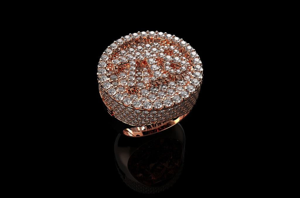 14K ROSE GOLD CUSTOM 3D DIAMOND "718" STYLE DIAMOND RING