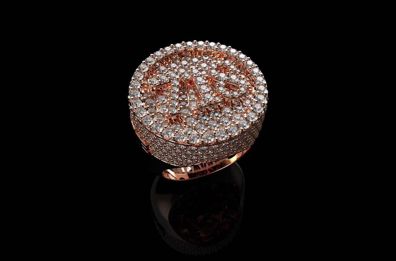 14K ROSE GOLD CUSTOM 3D DIAMOND "718" STYLE DIAMOND RING