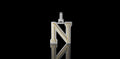14k 2 tone yellow and white gold double layer initial N diamond pendant