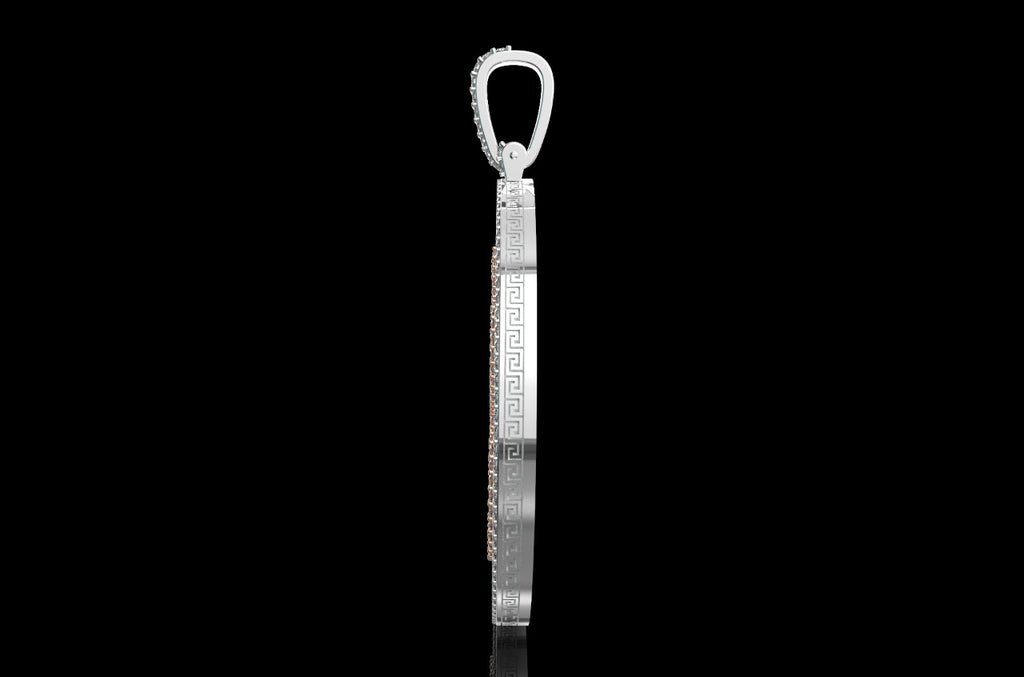 14k 2 tone rose and white gold double layer large round custom diamond pendant