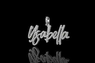 14k white gold custom "ysabella" style diamond pendant