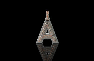 Initial letter A diamond pendant double layer 2 tone