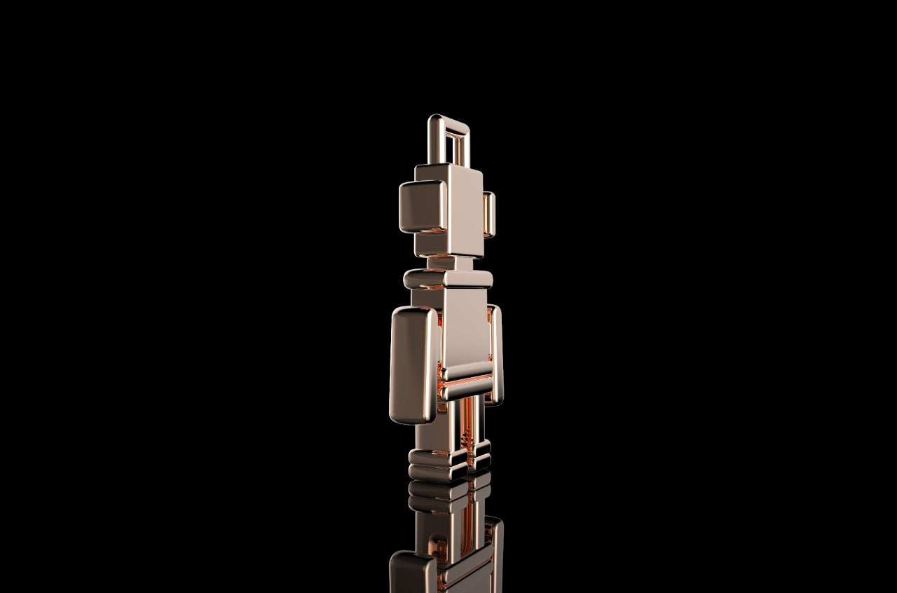 14k rose gold custom 3d robot diamond pendant