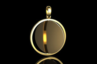 14k yellow gold 360 rotating round diamond picture pendant
