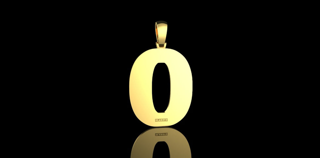 14K 2 TONE YELLOW AND WHITE GOLD CUSTOM INITIAL "O" STYLE PENDANT