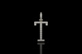 14k white gold custom single layer initial "T" diamond pendant