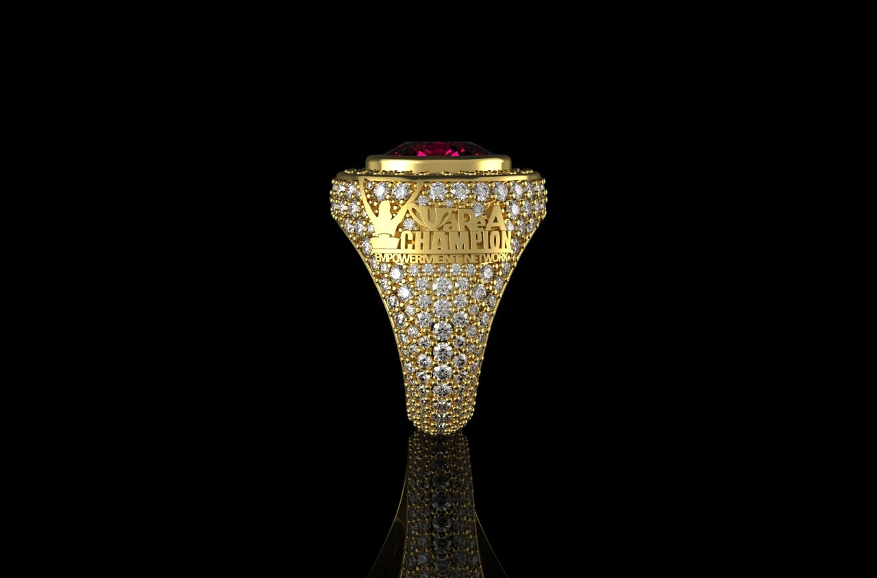 14k yellow gold mens custom made ruby bishop style diamond ring