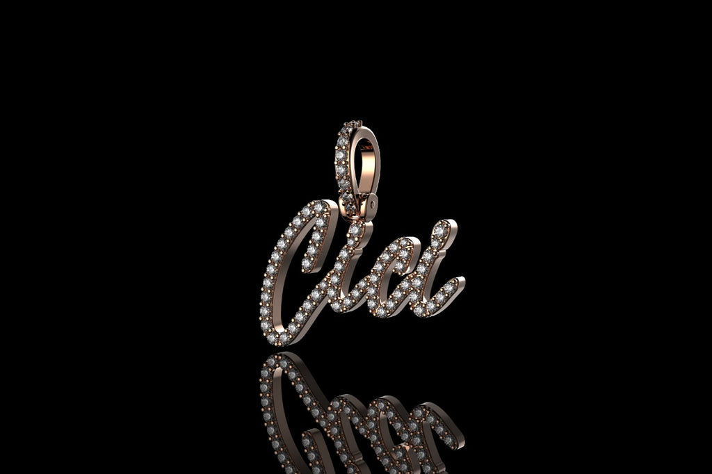 14k rose gold custom "cici" style diamond pendant