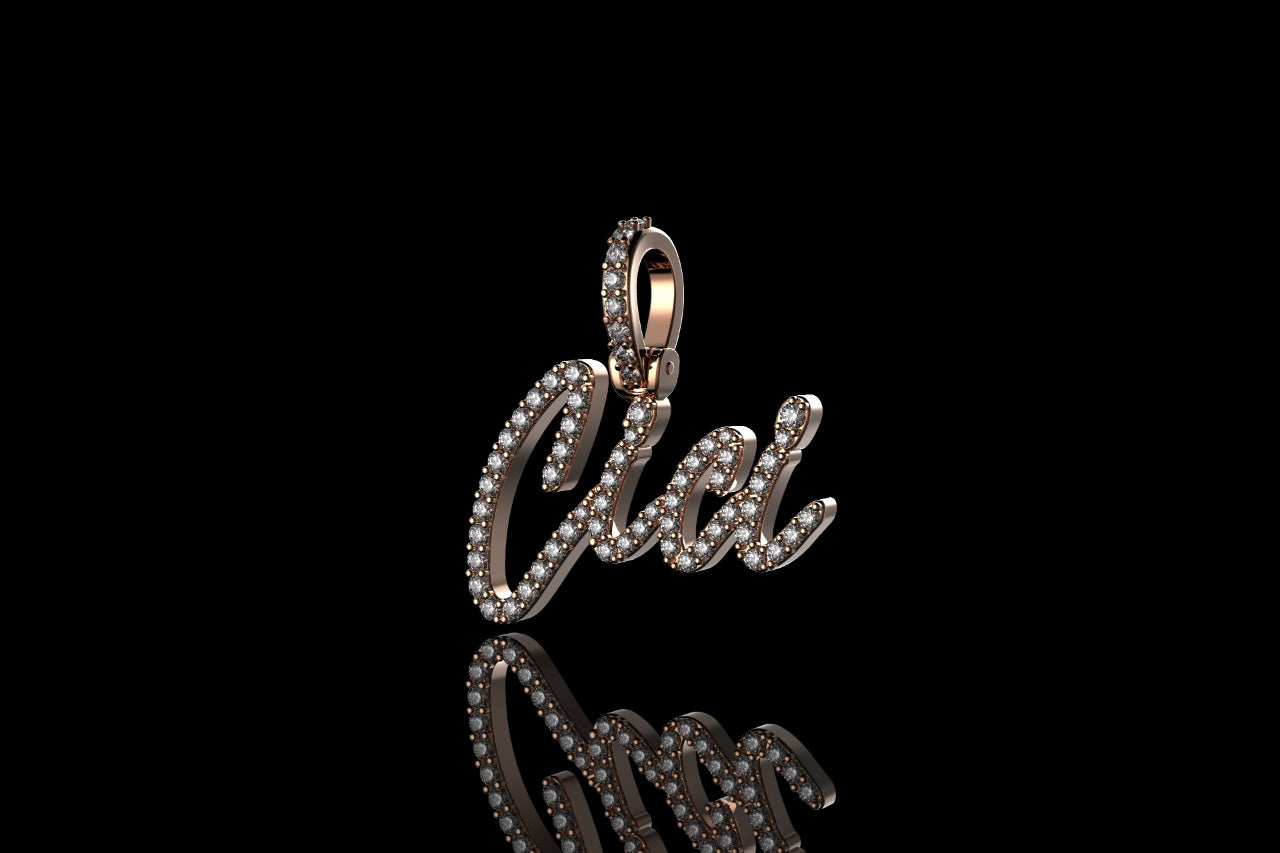 14k rose gold custom "cici" style diamond pendant