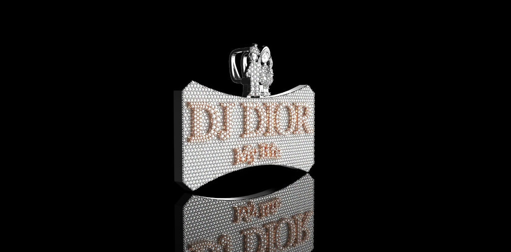 14K 2 TONE ROSE AND WHITE GOLD CUSTOM "DJ DIOR" STYLE DIAMOND PENDANT