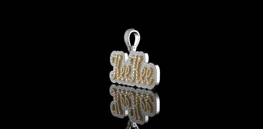 14K 2 TONE YELLOW AND WHITE GOLD CUSTOM "KEE KEE" STYLE DIAMOND PENDANT