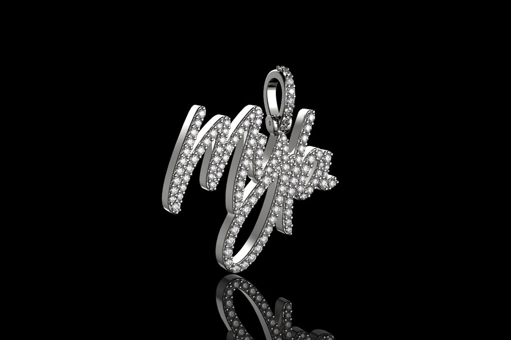 14k white gold custom "myla" style diamond pendant