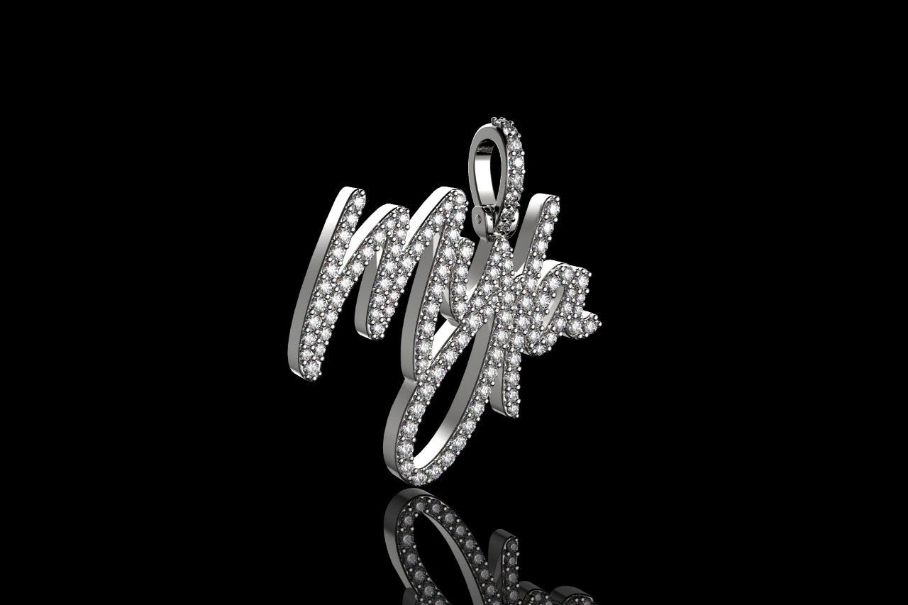 14k white gold custom "myla" style diamond pendant