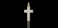 14K 2 TONE YELLOW AND WHITE GOLD MEDIUM DOUBLE LAYER CUSTOM CROSS DIAMOND PENDANT