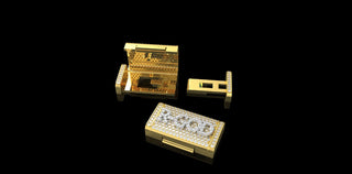 14k 2 tone white and yellow gold custom diamond "r-god" style lock