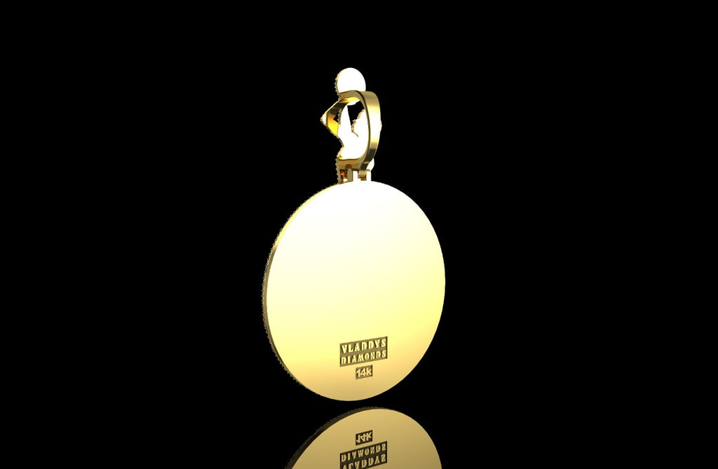 14k 2 tone yellow and white gold custom "ob" basketball diamond pendant