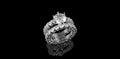 18K WHITE GOLD CUSTOM ETERNITY DIAMOND ENGAGEMENT RING WITH MATCHING DIAMOND ETERNITY BAND