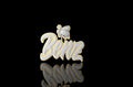 14K 2 TONE YELLOW AND WHITE GOLD LARGE CUSTOM "BENZ" STYLE DIAMOND PENDANT