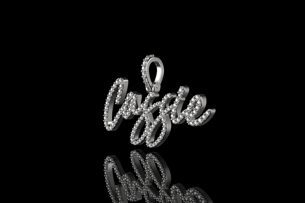 14k white gold custom "cassie" style diamond pendant