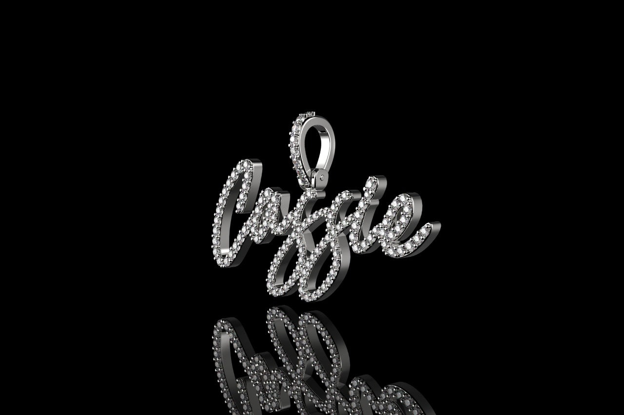 14k white gold custom "cassie" style diamond pendant