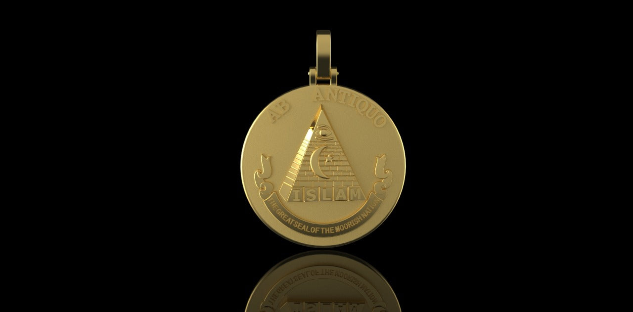 14K YELLOW GOLD CUSTOM 3D ISLAM PYRAMID PENDANT
