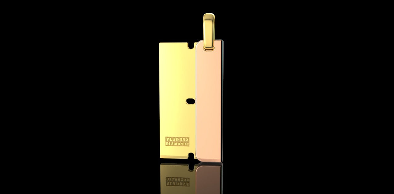 14K 2 TONE YELLOW AND ROSE GOLD RAZOR PENDANT