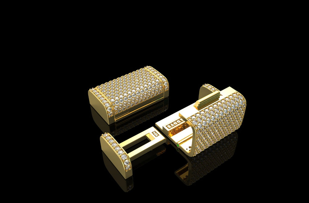14k yellow gold custom made small diamond lock