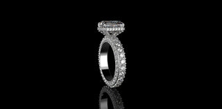 18K WHITE GOLD CUSTOM RADIANT CUT DIAMOND ENGAMEMENT RING 3D DIAMOND ETERNITY