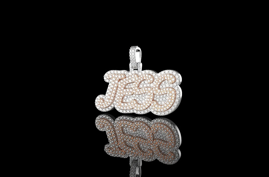 14K 2 TONE ROSE AND WHITE GOLD DOUBLE LAYER CUSTOM "JESS" STYLE DIAMOND PENDANT