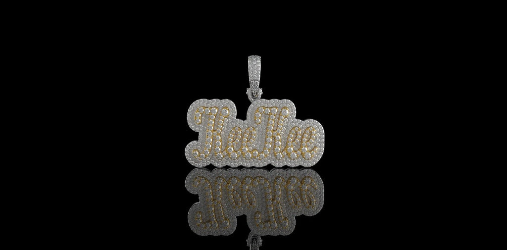 14K 2 TONE YELLOW AND WHITE GOLD CUSTOM "KEE KEE" STYLE DIAMOND PENDANT