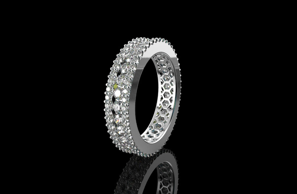 14K white GOLD 3 ROW CHANNEL SET DIAMOND ETERNITY BAND 2.92CTS