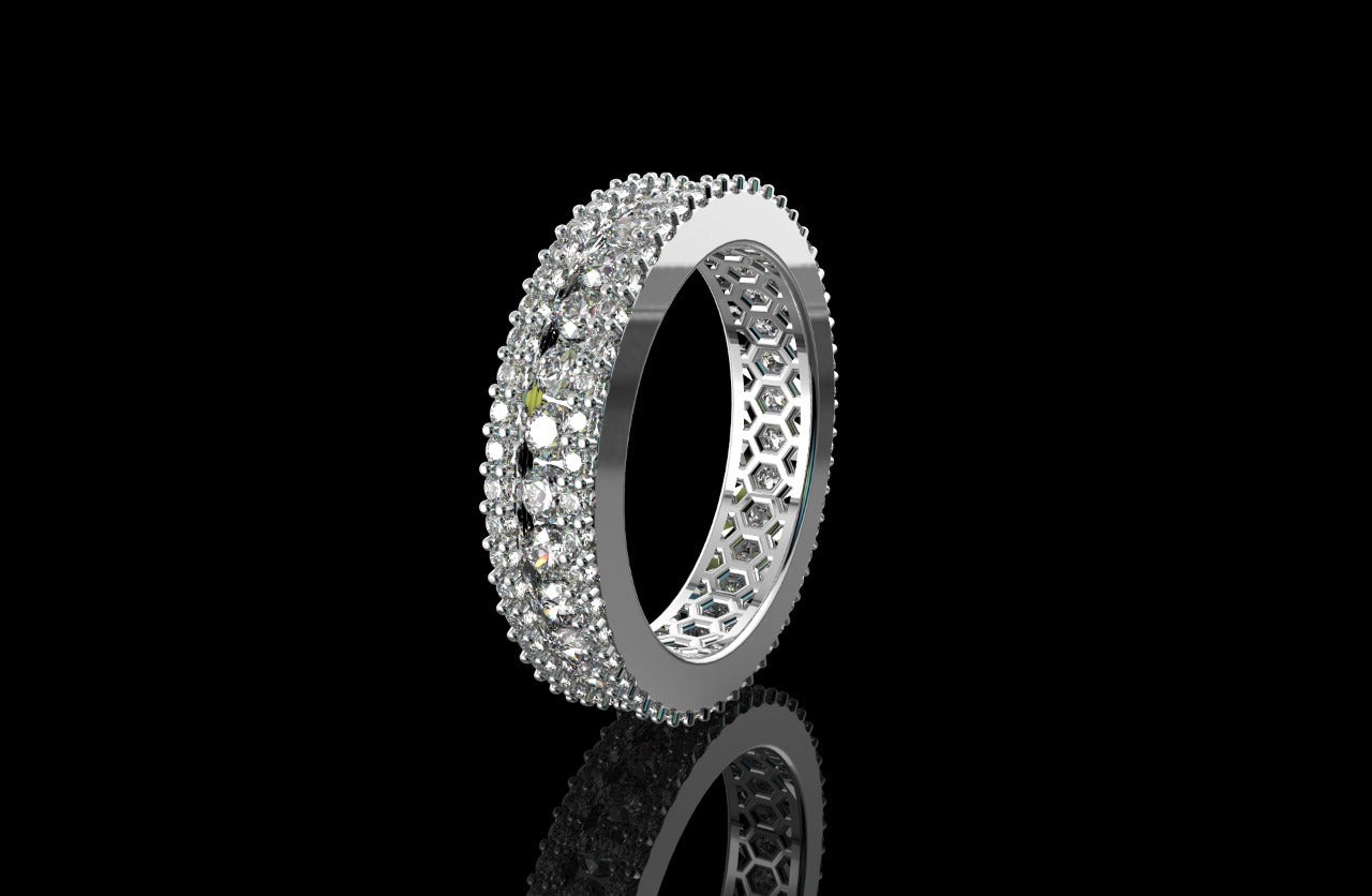 14K white GOLD 3 ROW CHANNEL SET DIAMOND ETERNITY BAND 2.92CTS
