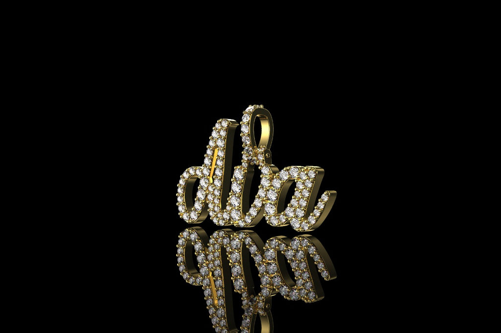 14k yellow gold custom "ava" style diamond pendant