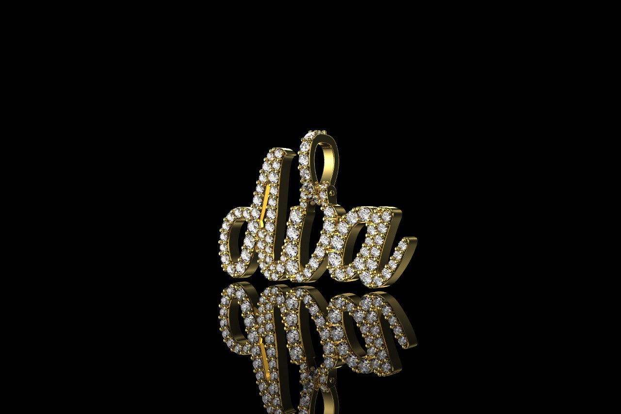14k yellow gold custom "ava" style diamond pendant