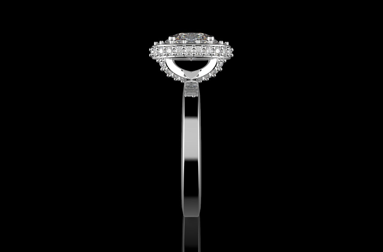 18k white gold oval hidden halo diamond engagement ring 1.75cts