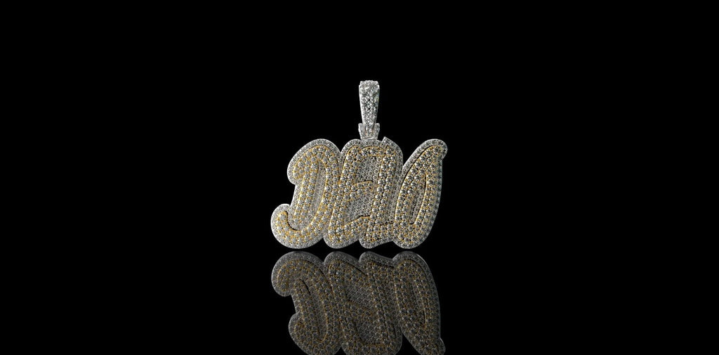 14k 2 tone white and yellow gold double layer "Delo" style custom diamond pendant