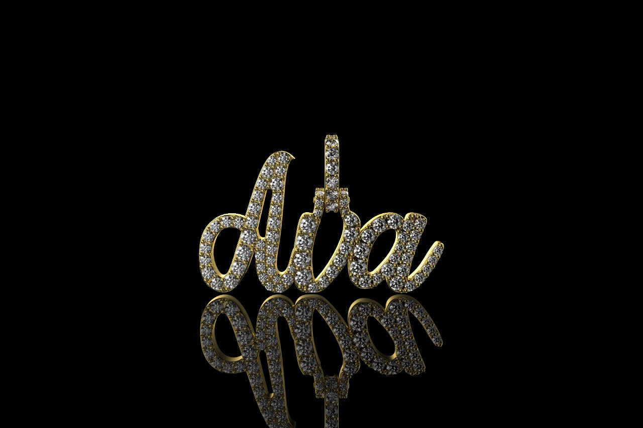 14k yellow gold custom "ava" style diamond pendant