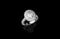18k white gold oval hidden halo diamond engagement ring 3.12cts