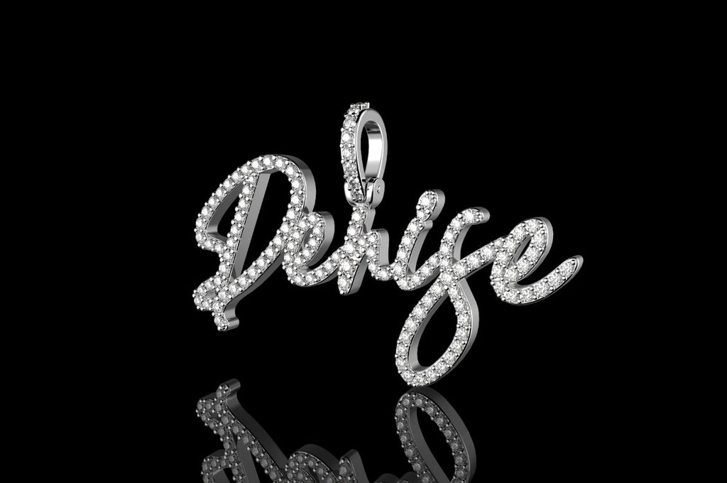 14k white gold custom "denise" style diamond pendant