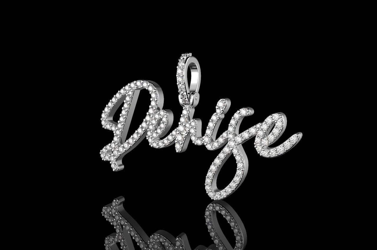 14k white gold custom "denise" style diamond pendant