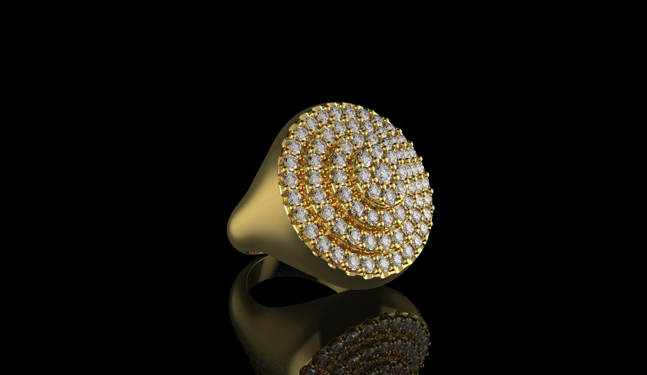 14k yellow gold diamond cake ring 2.43cts